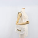 CELINE Horse Carriage Shoulder Bag Leather White Gold Auth 200903-25