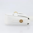 CELINE Horse Carriage Shoulder Bag Leather White Gold Auth 200903-4