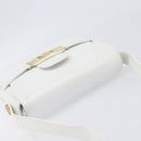 CELINE Horse Carriage Shoulder Bag Leather White Gold Auth 200903-6