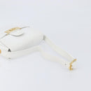 CELINE Horse Carriage Shoulder Bag Leather White Gold Auth 200903-7