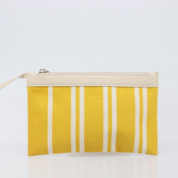 BALENCIAGA Navy Cabas S Hand Bag Canvas Yellow Silver Auth 200904A
