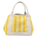 BALENCIAGA Navy Cabas S Hand Bag Canvas Yellow Silver Auth 200904A-3