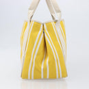 BALENCIAGA Navy Cabas S Hand Bag Canvas Yellow Silver Auth 200904A-5