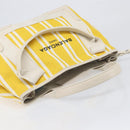 BALENCIAGA Navy Cabas S Hand Bag Canvas Yellow Silver Auth 200904A-6
