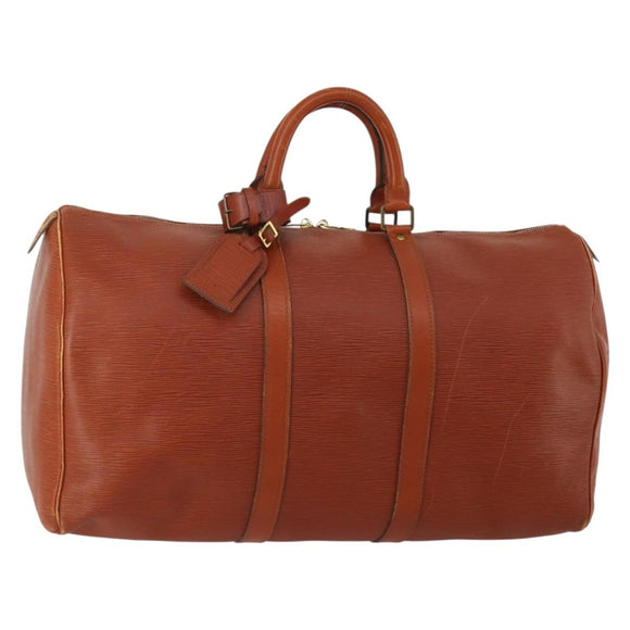 LOUIS VUITTON Epi Keepall 50 Boston Bag Brown M42968 LV Auth 200906