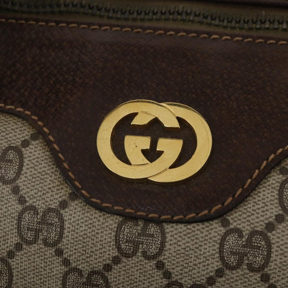 GUCCI GG Supreme Boston Bag PVC Beige Gold Auth 200907