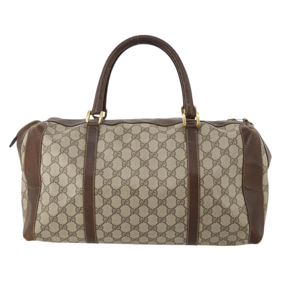 GUCCI GG Supreme Boston Bag PVC Beige Gold Auth 200907
