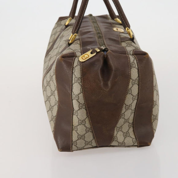 GUCCI GG Supreme Boston Bag PVC Beige Gold Auth 200907