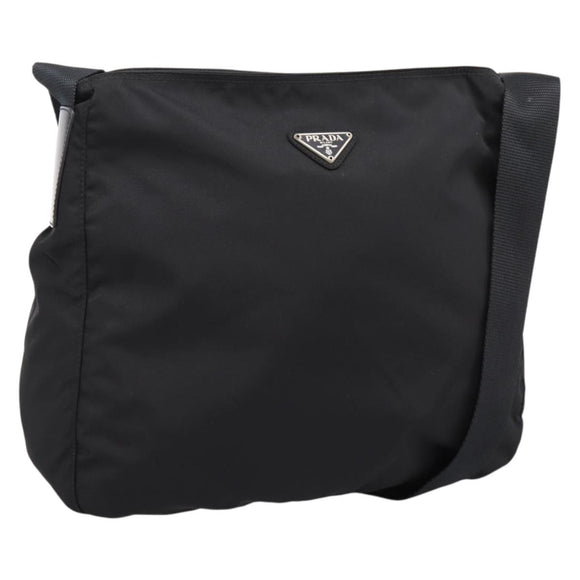 PRADA Shoulder Bag Nylon Black Silver Auth 200908V