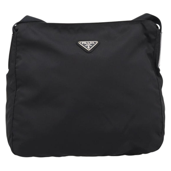 PRADA Shoulder Bag Nylon Black Silver Auth 200908V