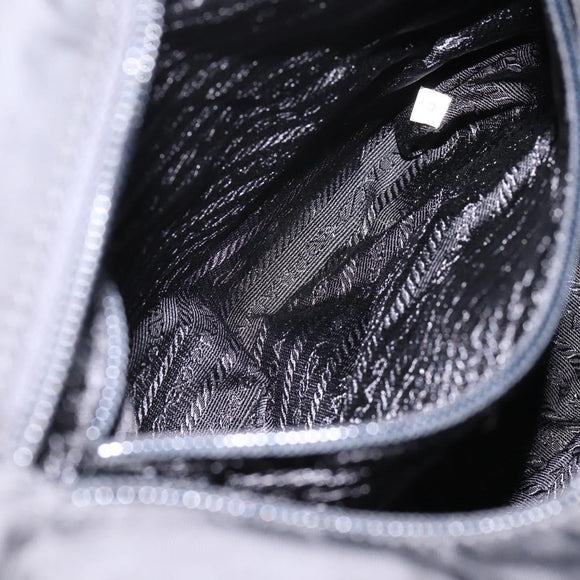 PRADA Shoulder Bag Nylon Black Silver Auth 200908V