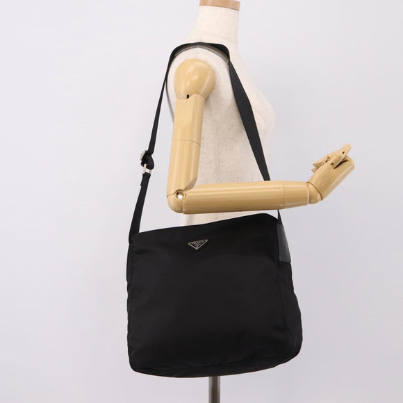 PRADA Shoulder Bag Nylon Black Silver Auth 200908V