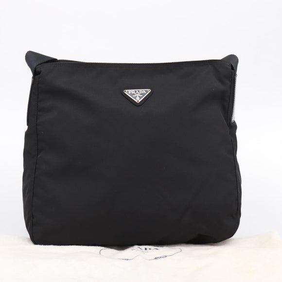 PRADA Shoulder Bag Nylon Black Silver Auth 200908V