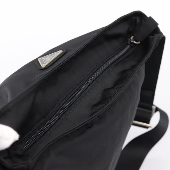 PRADA Shoulder Bag Nylon Black Silver Auth 200908V