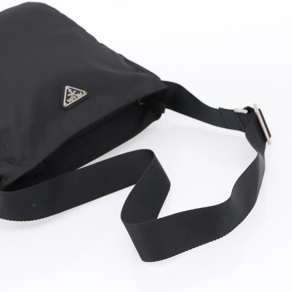 PRADA Shoulder Bag Nylon Black Silver Auth 200908V