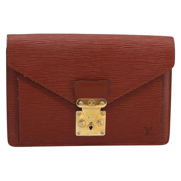 LOUIS VUITTON Epi Serie Dragonne Hand Bag Brown M52618 LV Auth 200913