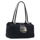 FENDI Mamma Baguette Hand Bag Cotton jersey Black Silver Auth 200914V-1