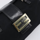 FENDI Mamma Baguette Hand Bag Cotton jersey Black Silver Auth 200914V-19