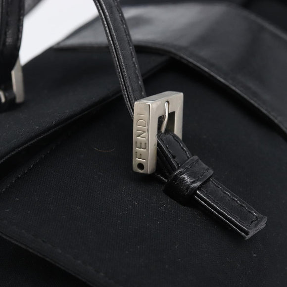 FENDI Mamma Baguette Hand Bag Cotton jersey Black Silver Auth 200914V