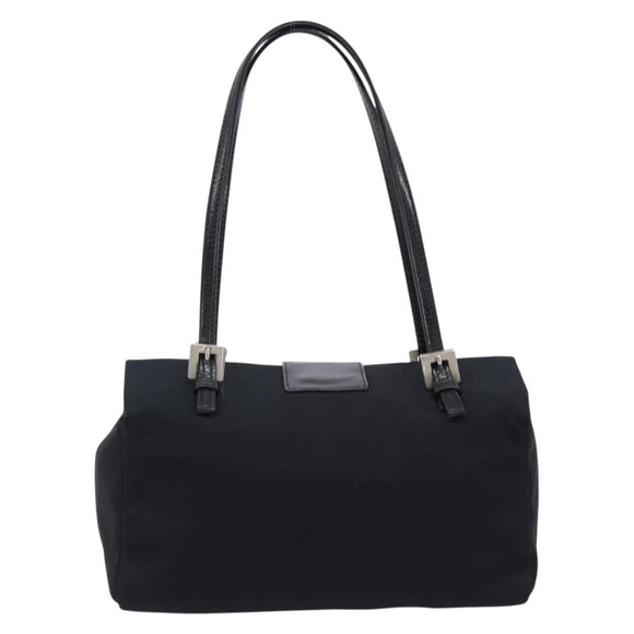 FENDI Mamma Baguette Hand Bag Cotton jersey Black Silver Auth 200914V