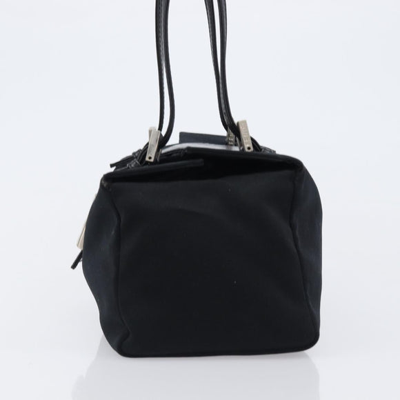 FENDI Mamma Baguette Hand Bag Cotton jersey Black Silver Auth 200914V