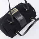 FENDI Mamma Baguette Hand Bag Cotton jersey Black Silver Auth 200914V-6