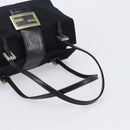 FENDI Mamma Baguette Hand Bag Cotton jersey Black Silver Auth 200914V-7