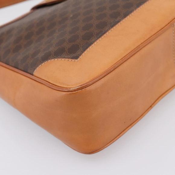 CELINE Macadam Canvas Shoulder Bag PVC Leather Brown Gold Auth 200915A