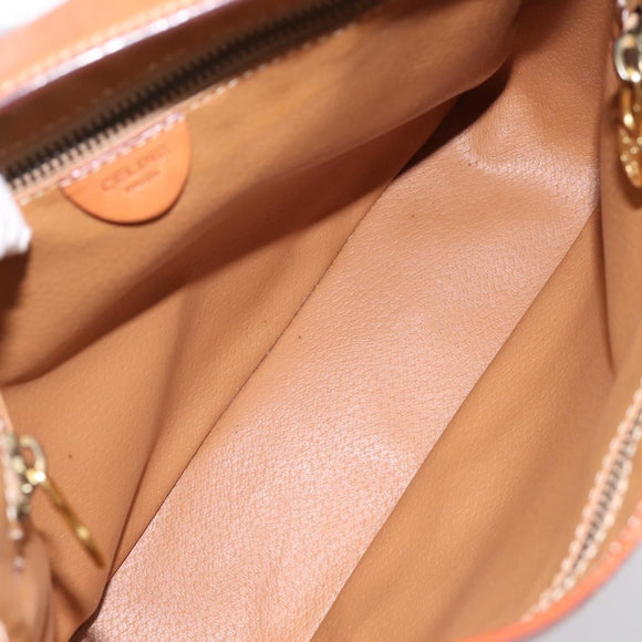 CELINE Macadam Canvas Shoulder Bag PVC Leather Brown Gold Auth 200915A