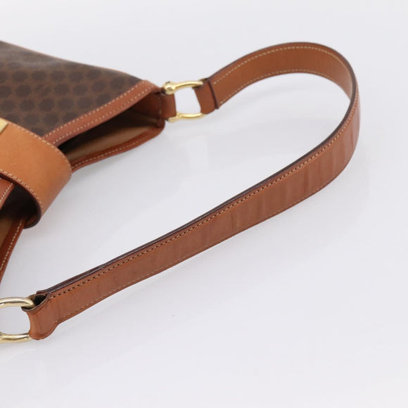 CELINE Macadam Canvas Shoulder Bag PVC Leather Brown Gold Auth 200915A