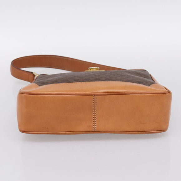 CELINE Macadam Canvas Shoulder Bag PVC Leather Brown Gold Auth 200915A