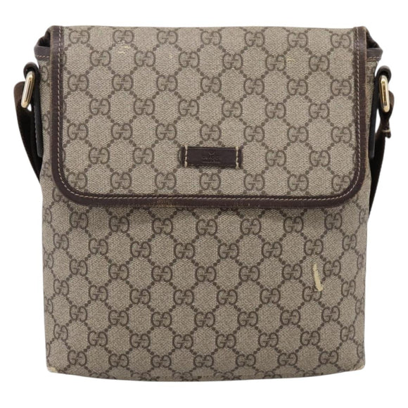 GUCCI GG Supreme Shoulder Bag PVC Beige Gold 223666 Auth 200916