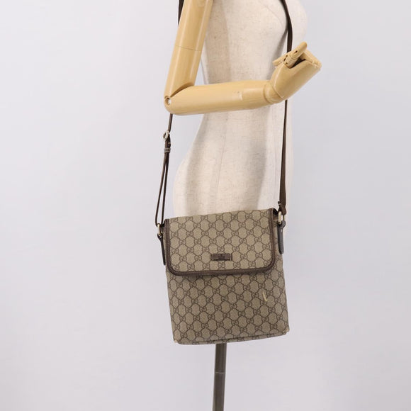 GUCCI GG Supreme Shoulder Bag PVC Beige Gold 223666 Auth 200916