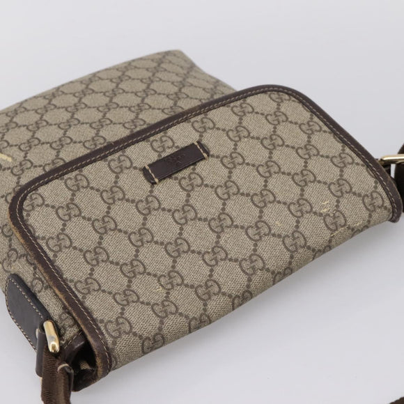 GUCCI GG Supreme Shoulder Bag PVC Beige Gold 223666 Auth 200916