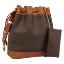 CELINE Macadam Canvas Shoulder Bag PVC Leather Brown Gold Auth 200918V-1