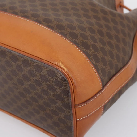 CELINE Macadam Canvas Shoulder Bag PVC Leather Brown Gold Auth 200918V