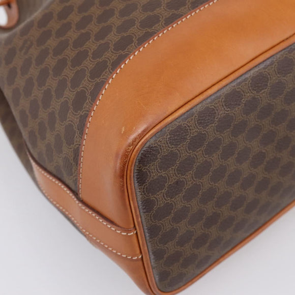CELINE Macadam Canvas Shoulder Bag PVC Leather Brown Gold Auth 200918V