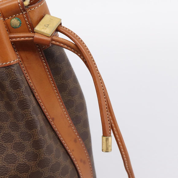 CELINE Macadam Canvas Shoulder Bag PVC Leather Brown Gold Auth 200918V