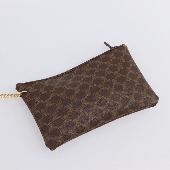 CELINE Macadam Canvas Shoulder Bag PVC Leather Brown Gold Auth 200918V