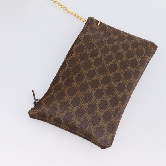 CELINE Macadam Canvas Shoulder Bag PVC Leather Brown Gold Auth 200918V