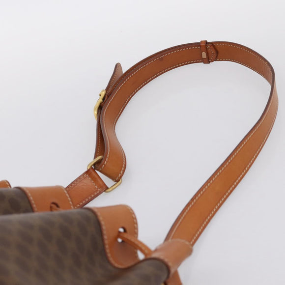 CELINE Macadam Canvas Shoulder Bag PVC Leather Brown Gold Auth 200918V
