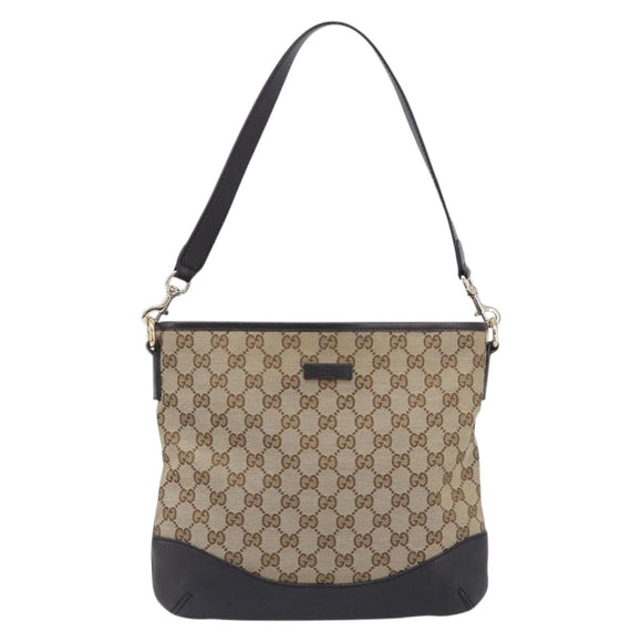 GUCCI GG Canvas Shoulder Bag Beige Gold 388927 Auth 200919V