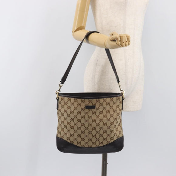 GUCCI GG Canvas Shoulder Bag Beige Gold 388927 Auth 200919V