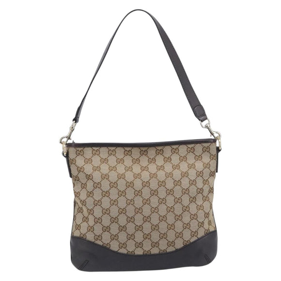 GUCCI GG Canvas Shoulder Bag Beige Gold 388927 Auth 200919V