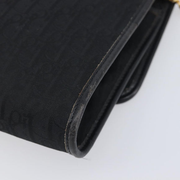 Christian Dior Trotter Canvas Chain Shoulder Bag Black Gold Auth 200920