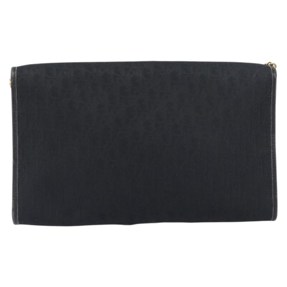 Christian Dior Trotter Canvas Chain Shoulder Bag Black Gold Auth 200920