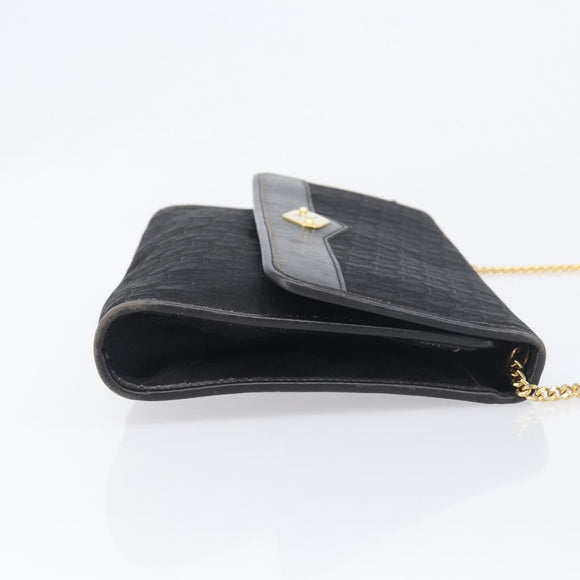 Christian Dior Trotter Canvas Chain Shoulder Bag Black Gold Auth 200920