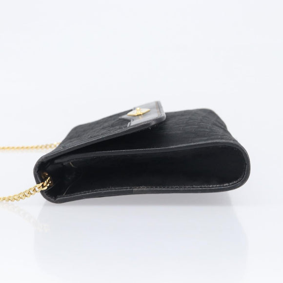 Christian Dior Trotter Canvas Chain Shoulder Bag Black Gold Auth 200920