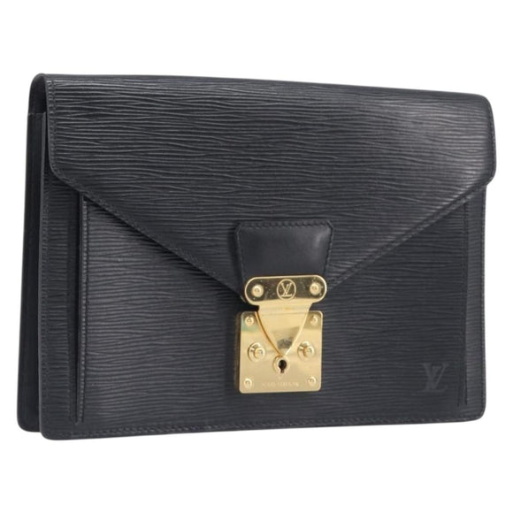 LOUIS VUITTON Epi Serie Dragonne Clutch Bag Black Noir M52612 LV Auth 200921