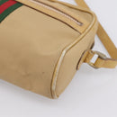 GUCCI Web Sherry Line Shoulder Bag Canvas Beige Gold Auth 200924-10